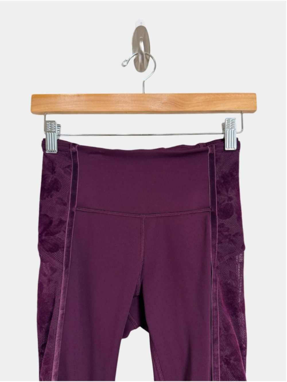 SPECIAL EDITION LULULEMON Wunder Under Crop Maroon Floral Mesh Leggings, Sz 4 - Picture 6 of 15